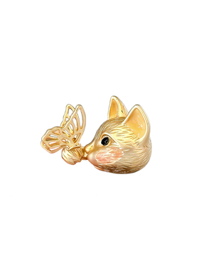 LYNNROMAN金色猫咪蝴蝶胸针女可爱精致别针轻奢百搭上衣装饰礼物