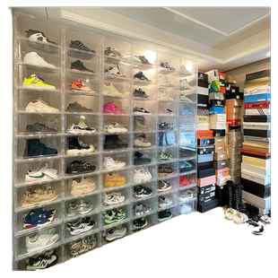 aj鞋盒折叠鞋子收纳盒透明防氧化装球鞋鞋盒收纳网红鞋柜塑料鞋墙