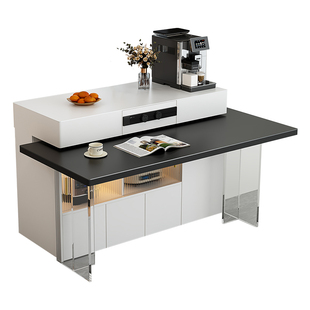 可分离式岛台餐桌 一体家用新款高级感岩板悬浮餐桌倒台柜可定制