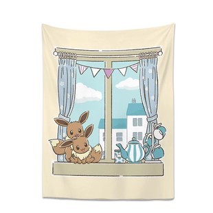 2026年新款挂布宝可梦伊布窗户氛围感装饰卧室床头沙发墙挂布背景