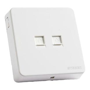 86型墙壁明线盒千兆网络带电话面板含模块明装电话+六类网线插座