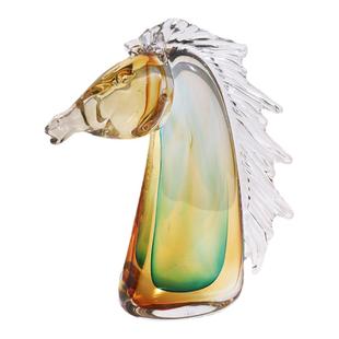 一匚 现代轻奢琉璃马首艺术摆件 样板间售楼处会所办公室饰品