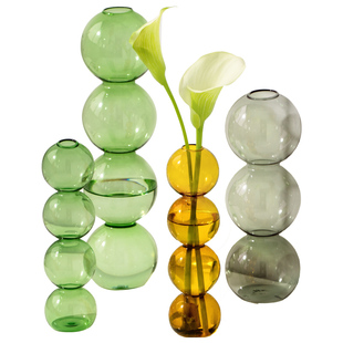 创意艺术网红风高级感球型泡泡花瓶客厅摆件单支插花玫瑰装饰品