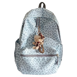 双肩包女百搭大学生上课书包豹纹休闲背包电脑小众设计字母中学生
