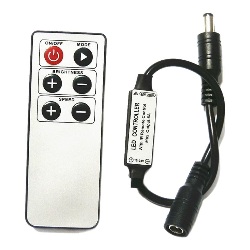 led线控调光器线上调光开关单色灯带控制器12-24v爆闪频闪呼吸6A