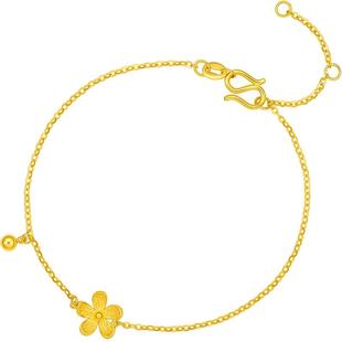 周六福小桃花黄金手链女5G无极金系列足金计价手饰新年礼物