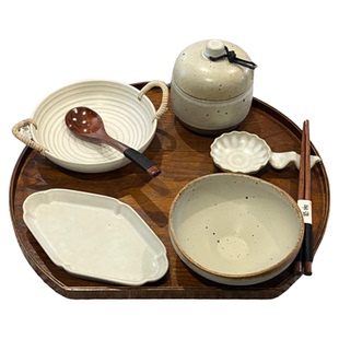 漫生活老板娘简约素净一人食套装精致月子餐餐具产妇专用碗盘一套