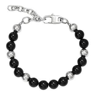 GRGR原创钢珠拼接黑玛瑙珍珠手链男嘻哈潮流手工串珠手饰女高级感