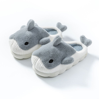 可爱小鲸鱼保暖棉拖鞋