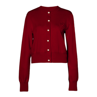 DPLAY【珠光星辰系列】2026年春季新款红色毛衣针织衫新年上衣女