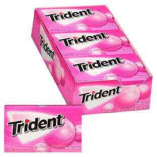 代购美国无糖经典进口Trident三叉戟木糖醇口香糖 泡泡堂整盒装12