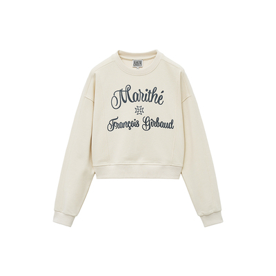 MARITHE短款刺绣圆领卫衣