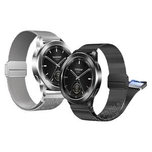 适用小米watch5手表带S4sport按压式米兰双磁吸腕表带S3/2运动S1pro智能color2华米GTS4男士GTR4春夏季不锈钢