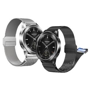 适用小米watch5手表带S4sport按键拆米兰双磁吸腕表带S3/2运动S1pro智能color2华米GTS4男士GTR4秋冬不锈钢