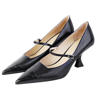 IORE理想矿石设计师原创 冷静克制线条 细跟高跟尖头玛丽珍单鞋