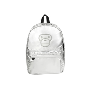 BABY MILO STORE配饰卡通小猴刺绣银色双肩包4514XXP