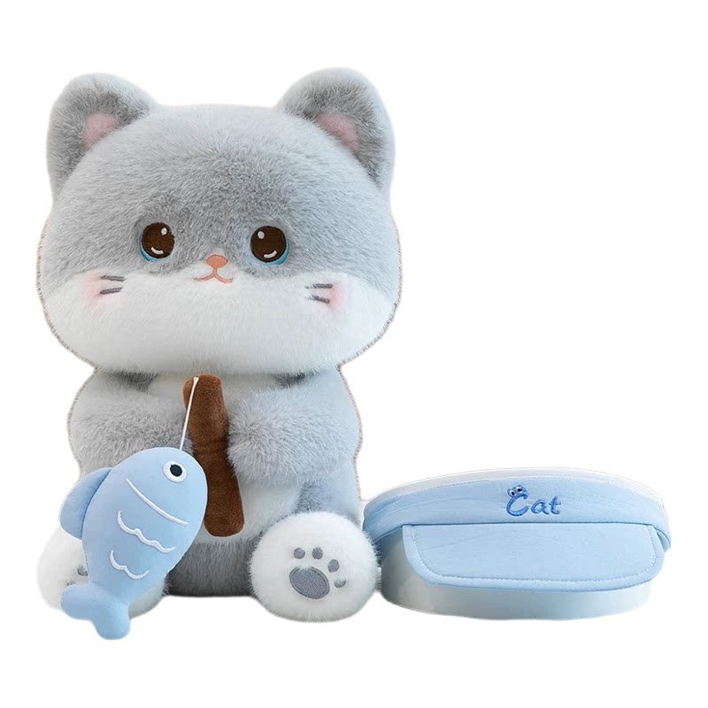 新款钓鱼小猫咪搞怪毛绒玩具