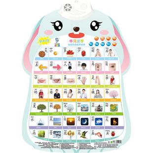 婴幼儿童宝宝看图认识汉字有声挂图全套一年级发声识字卡挂图墙贴