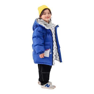 韦氏中长款加厚男女童双面羽绒服