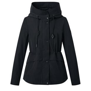 Hazzys哈吉斯纯色短款连帽夹克衫上衣女士休闲时尚英伦风长袖外套