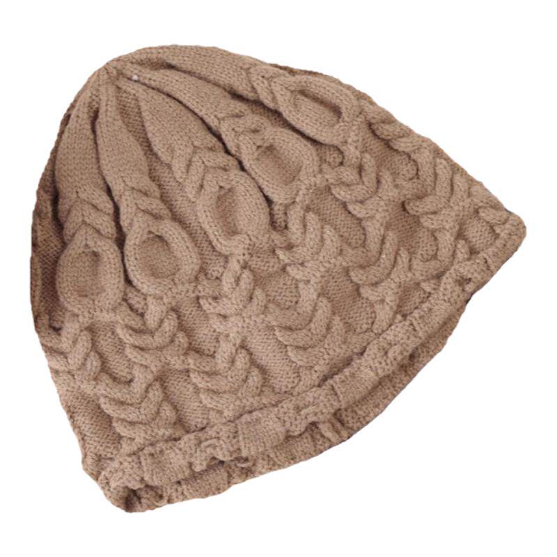 2025新款绞花编织堆堆帽子女秋冬百搭显脸小针织帽宽松包头毛线帽