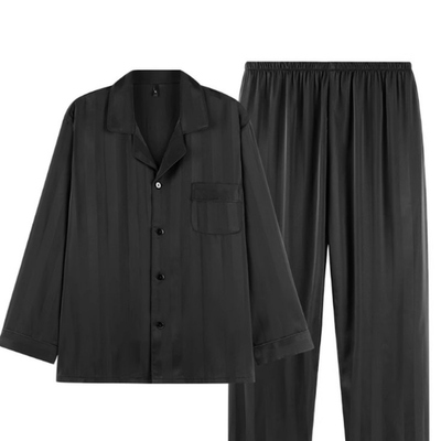 真丝睡衣春夏季长袖家居服送男友