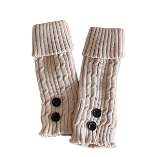 女童中筒袜套儿童韩版春秋冬季针织毛线翻边燕麦小腿堆堆袜套宝宝