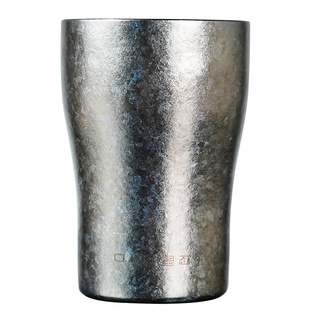 朗逸纯钛广口双层轻便咖啡杯钛本色320ml家用手持便携轻盈个性