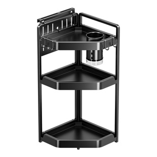 厨房热销黑色置物架多层收纳架落地家用多功能台面调料架稳固不锈