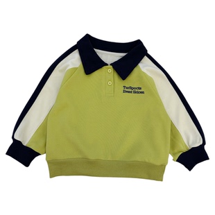 男童春秋翻领卫衣2025新款儿童撞色polo衫长袖秋冬中小童加绒上衣