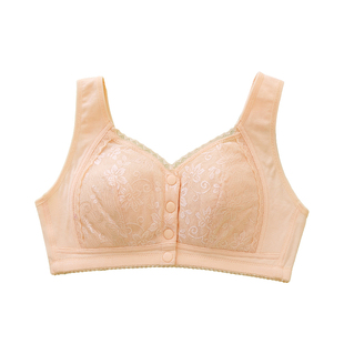 妈妈内衣文胸中老年妇女前扣式无钢圈薄款全棉防凸点收副乳防下垂