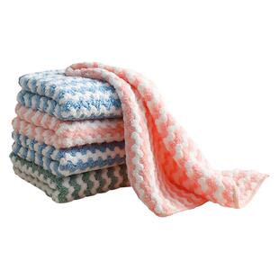 加厚吸水性百洁布双面双色珊瑚绒洗碗布抹布不沾油家用厨房清洁巾