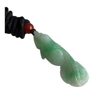 缅甸天然翡翠吊坠A货果绿色鱼年年有余连年有余绿色小鱼吊坠挂件