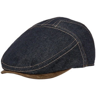 热风女士帽子2026年春季新款牛仔拼接鸭舌帽显脸小美式复古前进帽