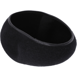 Lion~前进吧少女！帅气皮质包边美丽诺羊毛呢贝雷帽蓓蕾帽黑色