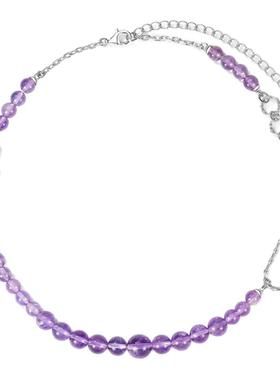 MGS/曼古银富竹锁骨项链紫水晶S925银高级感新中式国风礼物首饰