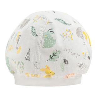 哥比兔米白印花双面胎帽春秋宝宝纯棉胎帽可爱遮阳防风保暖
