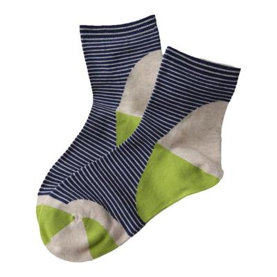 无骨缝合条纹袜纯棉紫色袜