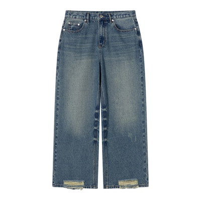 BEASTER复古水洗做旧牛仔裤