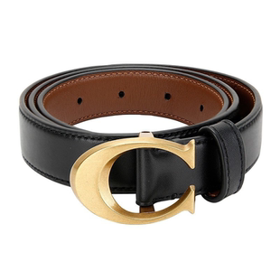 国内现货coach蔻驰女款真皮牛皮腰带金色C字扣头女士皮带情人礼物