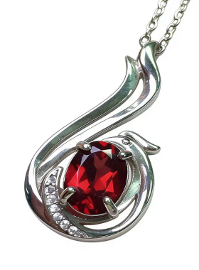 S925银纯银锁骨链酒红色宝石纯天然真品吊坠精致小众红色项坠礼物
