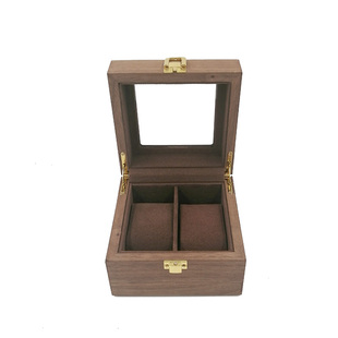 情侣2位手表盒 开天窗高档腕表盒木质两只装木质胡桃纹名表收纳盒