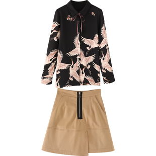 气质穿搭套装2026马年女装职业小个子春季短裙衬衫两件套洋气减龄