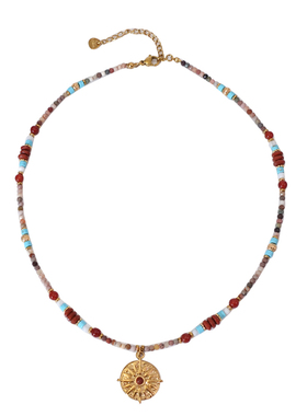 XMR敦煌民族风串珠天然石项链女