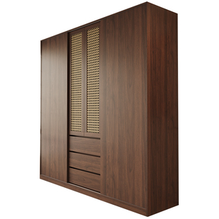 定制全实木原木色简约风一柜到顶新款主卧室分段式二四六门衣柜