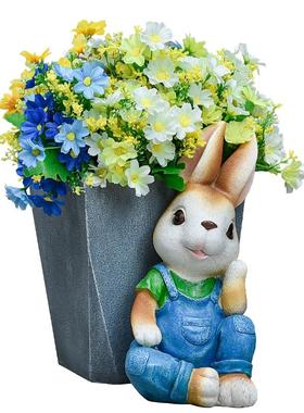 兔子花缸户外阳台仿真动物摆件