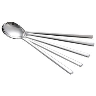 韩国进口430不锈钢勺子料理店长柄拌饭勺饭店商用调羹汤匙实心勺