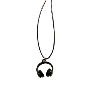 韩系甜酷耳机吊坠项链女小众个性嘻哈风长款毛衣链挂脖卫衣链配饰