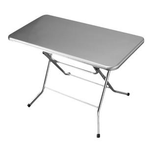 网红不锈钢圆桌餐饮商用桌椅正方形夜市工业风长方形可折叠餐桌