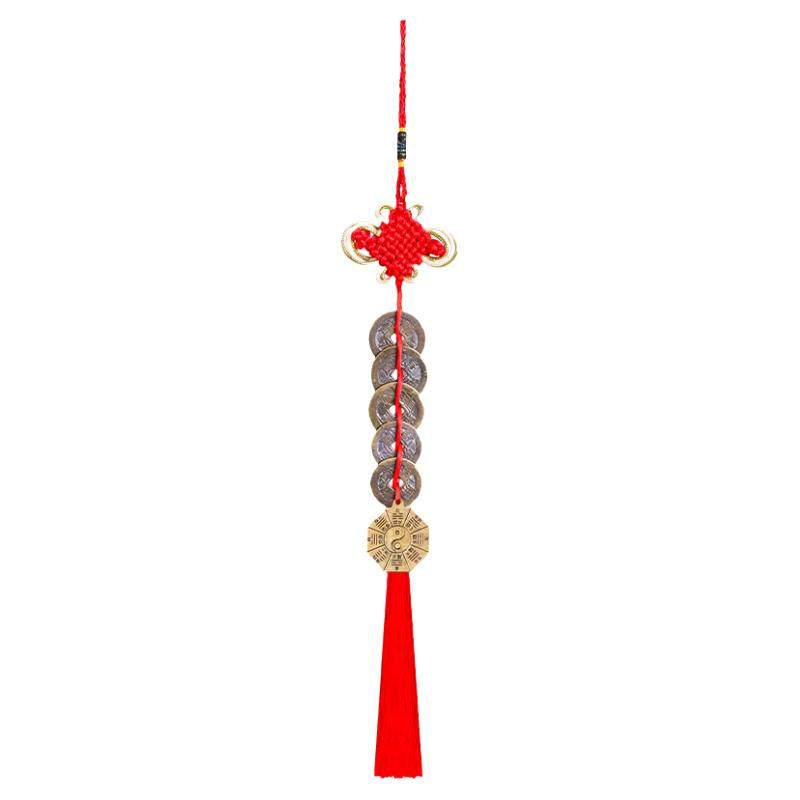 真品五帝钱门对门纯铜葫芦铜钱挂件串大门卧室门中国吉祥结五吊钱